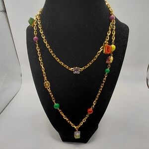 Louis Vuitton Sautoir Plastron Cosmopolotian Lng Necklace W Multi Colored Charms